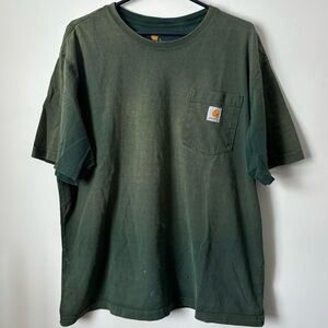 Carhartt Perfectly Worn Faded Distressed Green Short Sleeve Tee